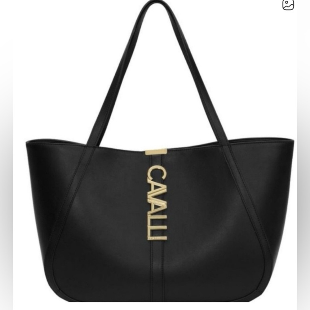 Cavalli Class Black Onyx Sandra Shopper Tote Bag NWT 🌴